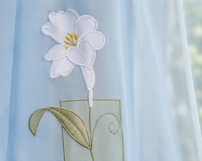 Xia Home Fashions Embroidered Sheer Curtain Panel 60 x 84 Inch Blue