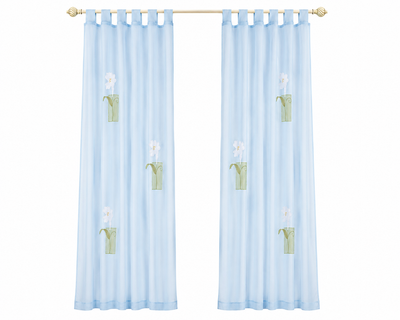 Xia Home Fashions Embroidered Sheer Curtain Panel 60 x 84 Inch Blue