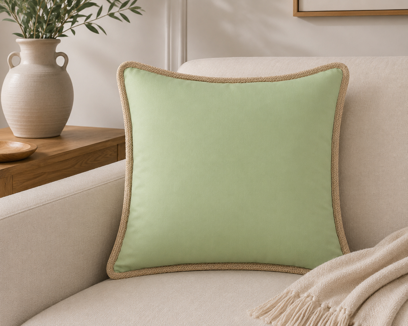 Classic Jute Trimmed Solid Pillows