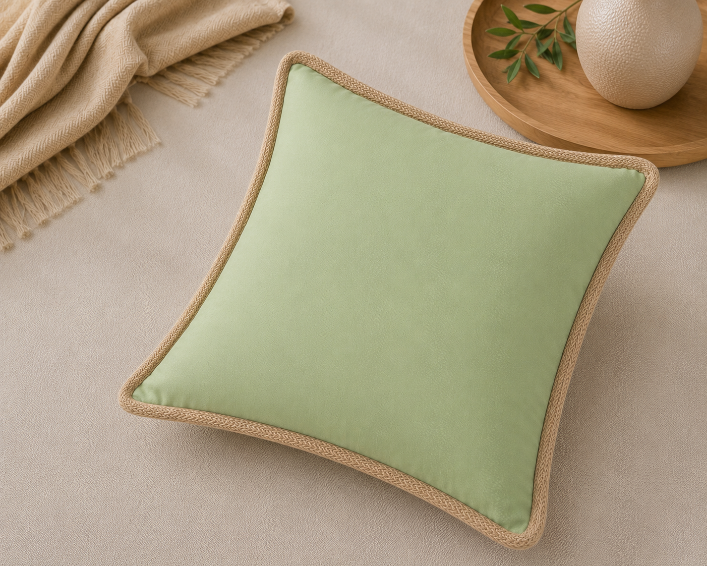 Classic Jute Trimmed Solid Pillows