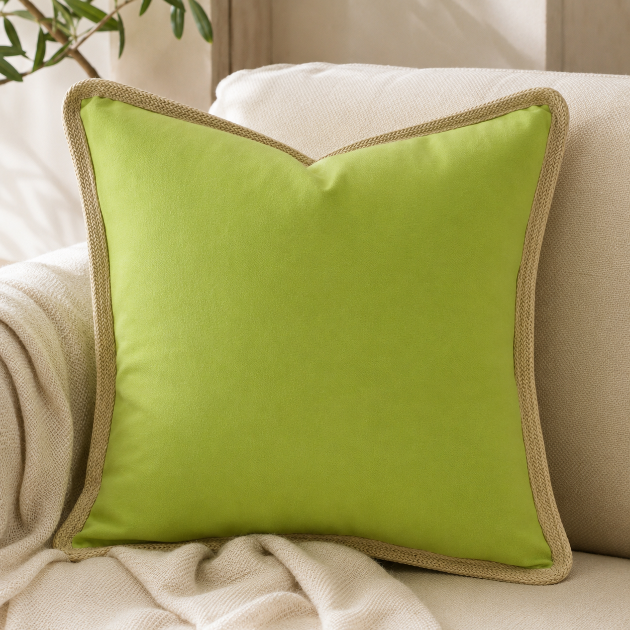 Classic Jute Trimmed Solid Pillows