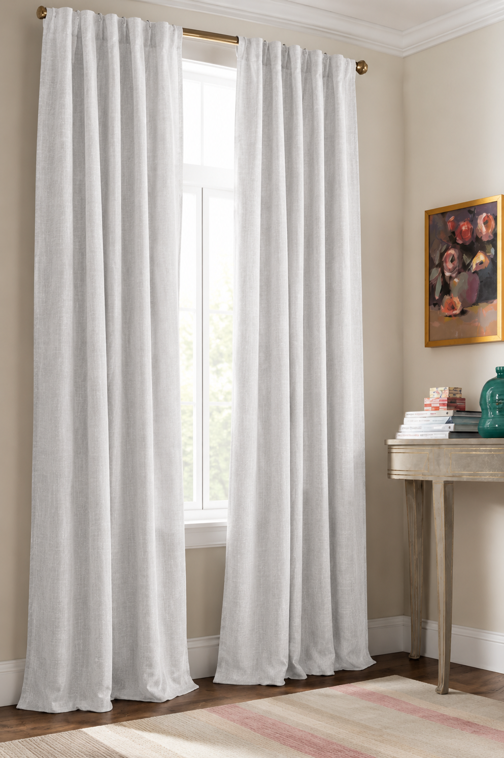 MANOR LUXE Elle Blackout Curtain Panels Grommet Thermal Lined 2 Pack 50x63 White