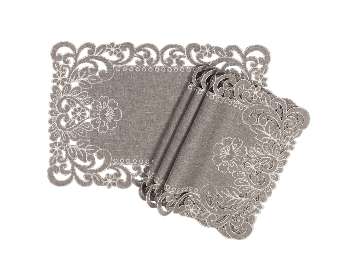 Floral Embroidered Cutwork Placemats | Set of 4