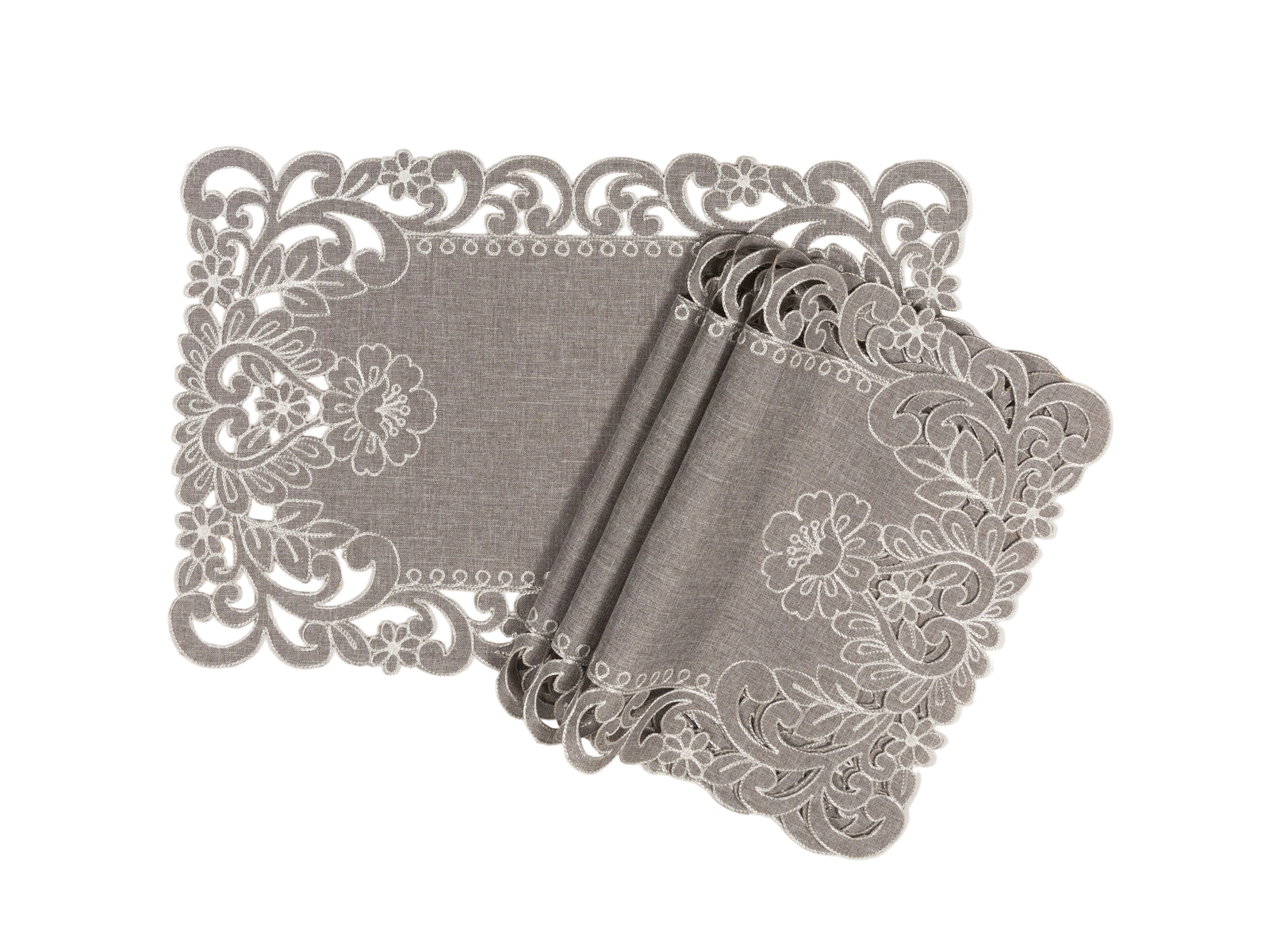 Floral Embroidered Cutwork Placemats | Set of 4