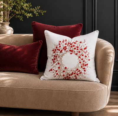 Birds on Holly Pillows