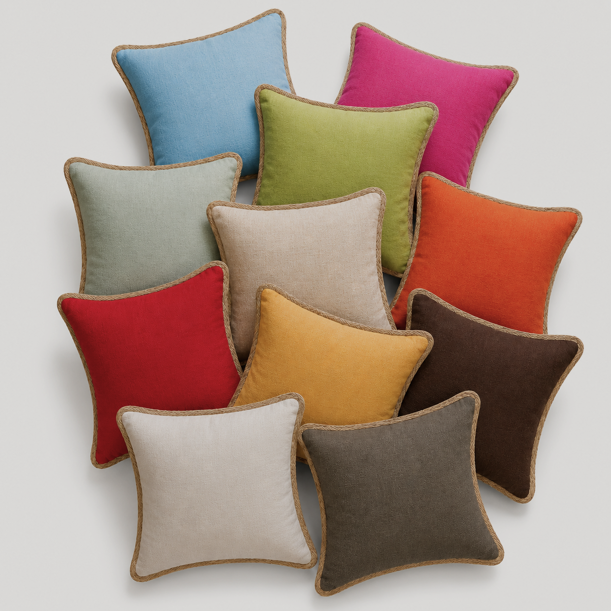 Classic Jute Trimmed Solid Pillows