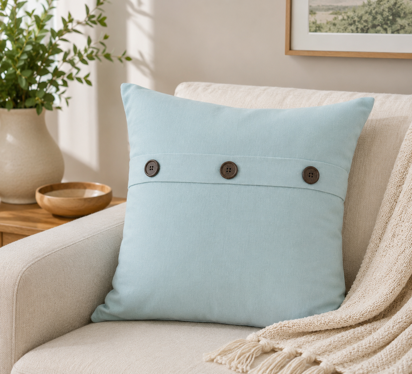 Solid Color with Buttons Pillows