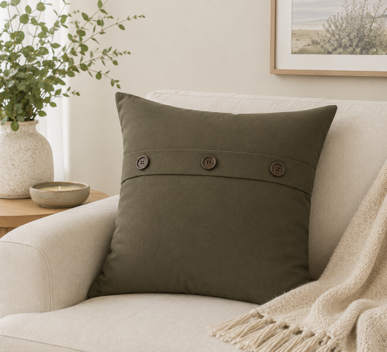 Solid Color with Buttons Pillows