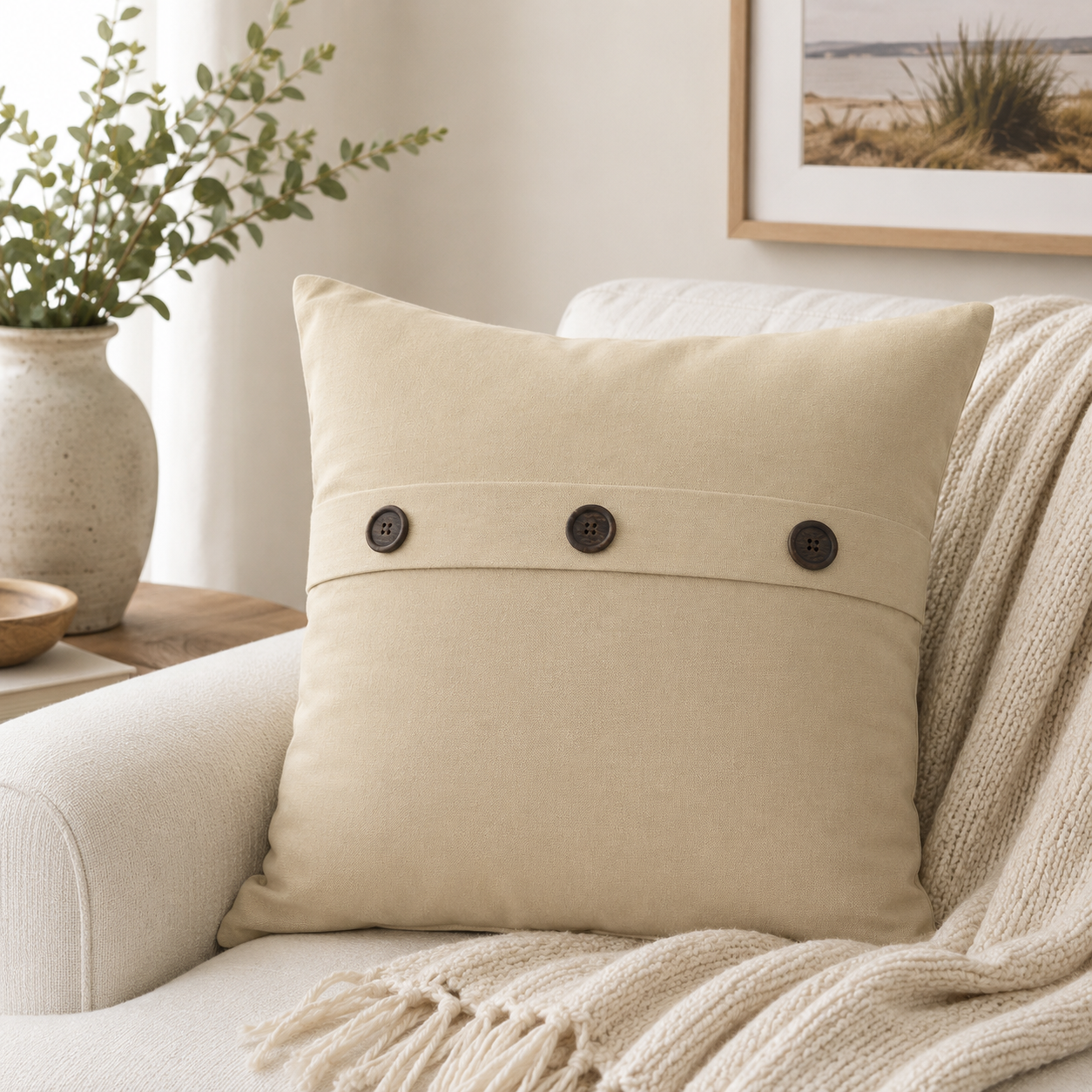 Solid Color with Buttons Pillows