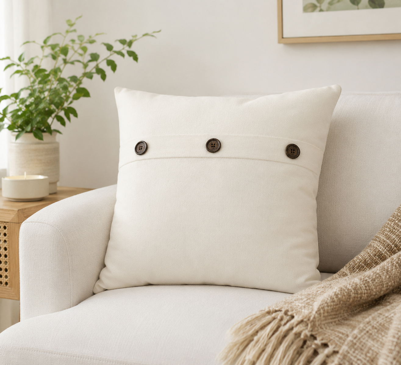 Solid Color with Buttons Pillows