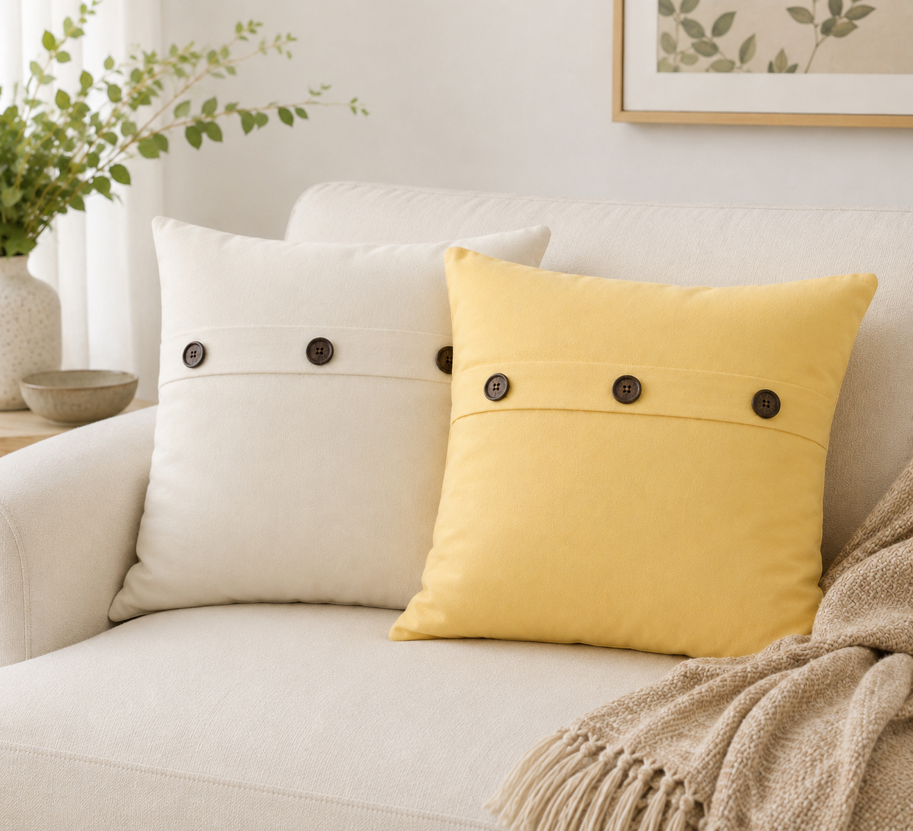 Solid Color with Buttons Pillows