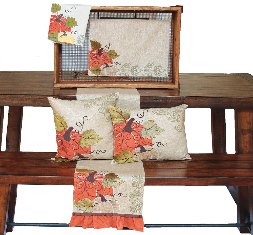 Pumpkin Harvest Polyester Embellished Kitchen Towel