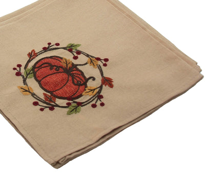 Rustic Pumpkin Wreath Napkins | Set of 4