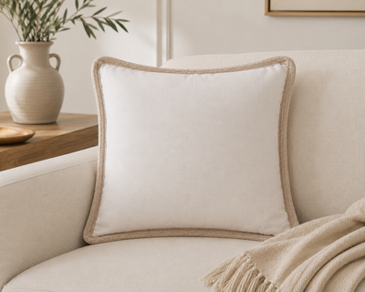 Classic Jute Trimmed Solid Pillows