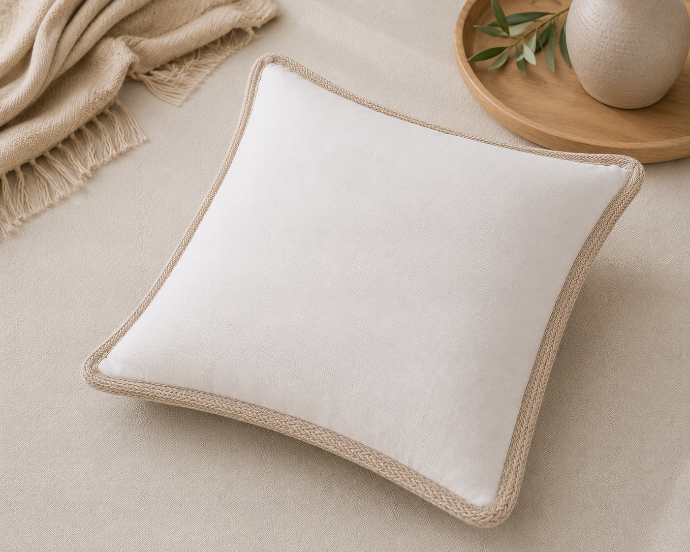 Classic Jute Trimmed Solid Pillows