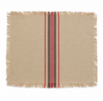 Xia Home Fashions Linen Stripe Napkins Yarn Dyed Fringe 20x20 Natural Set of 4
