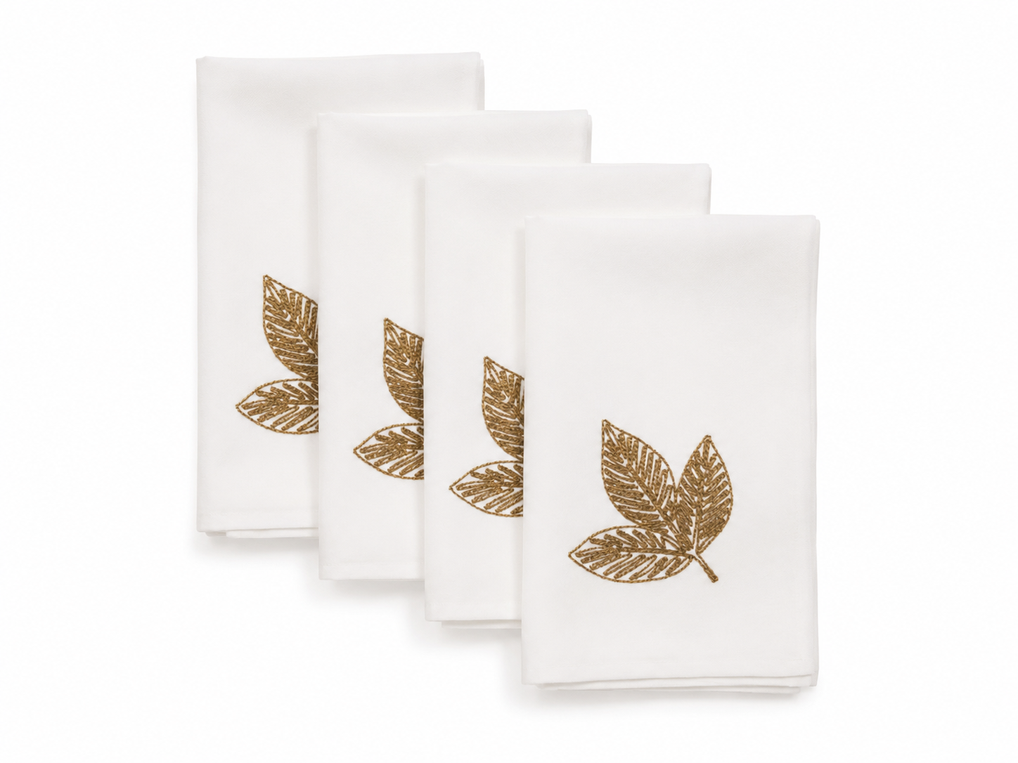 XD18805 Autumn Leaf Cutwork Embroidered Napkin Set of 4 White 20x20