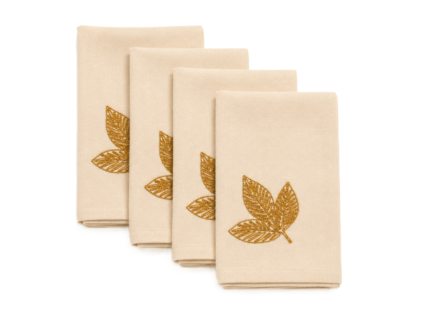 XD18805 Autumn Leaf Cutwork Embroidered Napkin Set of 4 White 20x20