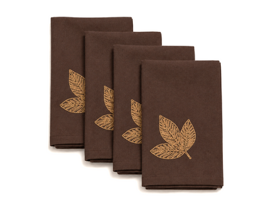 XD18805 Autumn Leaf Cutwork Embroidered Napkin Set of 4 White 20x20