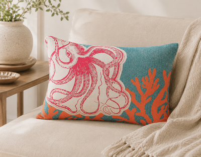 Xia Home Fashions Applique Octopus Pillow 13x18 Sand