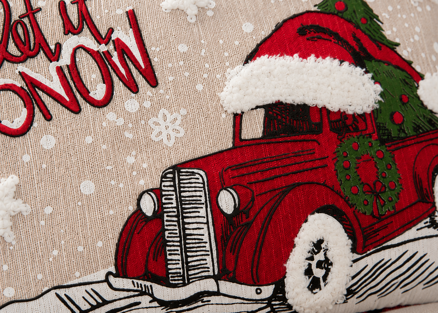 ML21005 Let It Snow Christmas Car Pillow 13x18 Polyester Embroidered Tufted