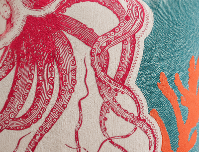 Xia Home Fashions Applique Octopus Pillow 13x18 Sand