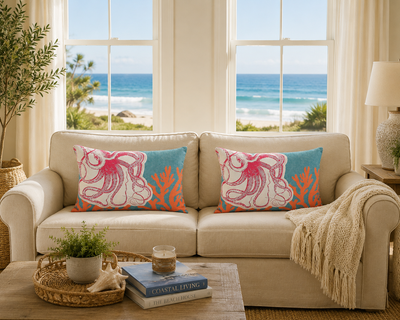 Xia Home Fashions Applique Octopus Pillow 13x18 Sand