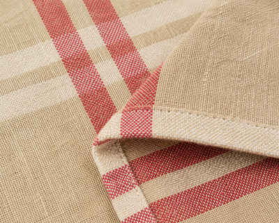 Xia Home Fashions Linen Check Placemats Yarn Dyed Fringe 14x20 Natural Set of 4