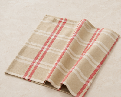 Xia Home Fashions Linen Check Placemats Yarn Dyed Fringe 14x20 Natural Set of 4