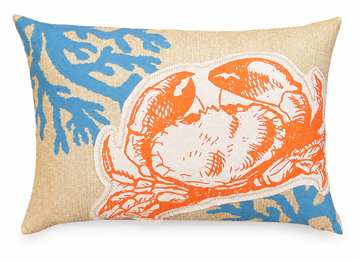 Xia Home Fashions Applique Crab Pillow 13x18 Sand