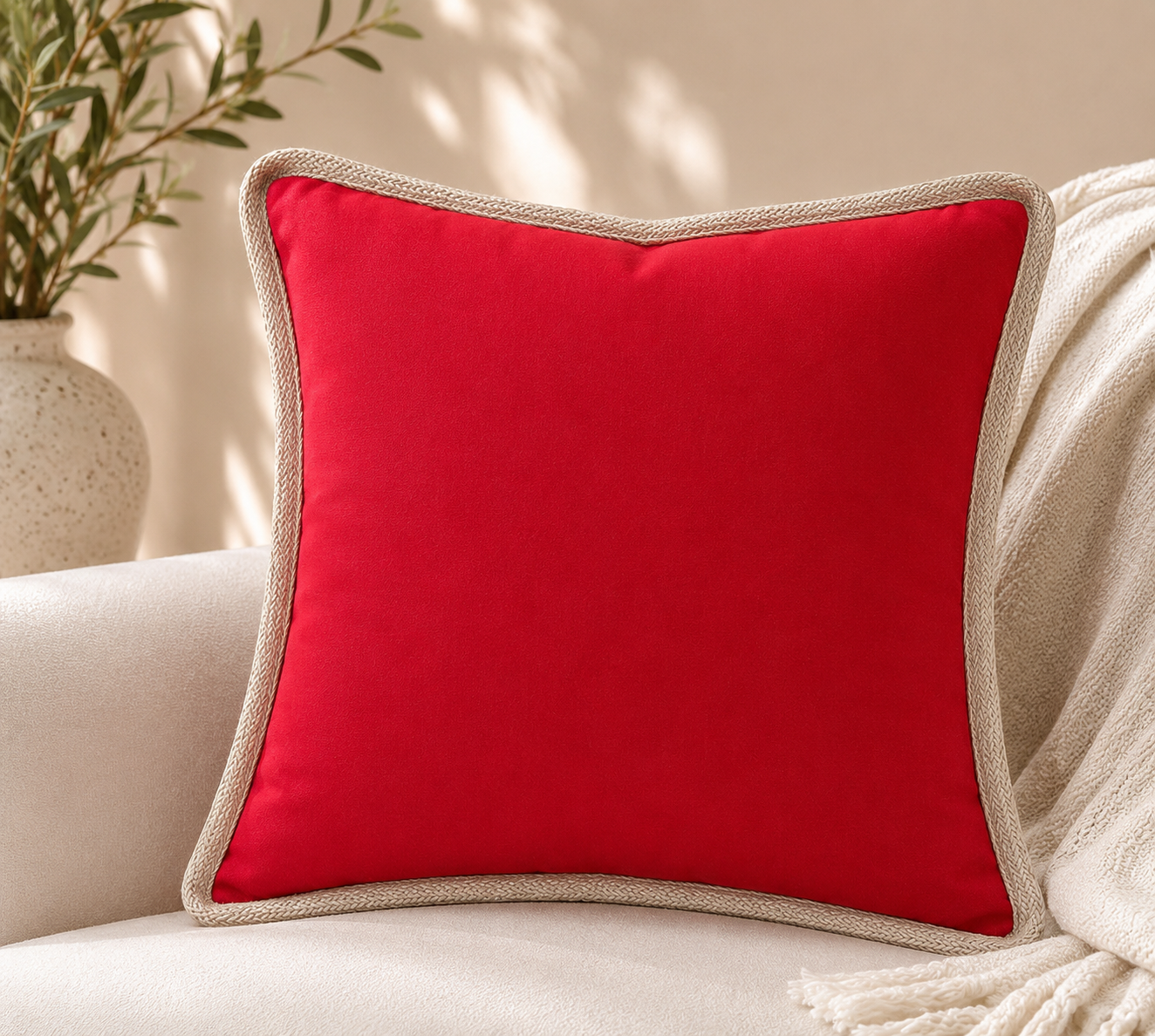 Classic Jute Trimmed Solid Pillows