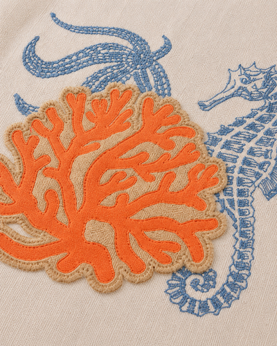 Xia Home Fashions Applique Sea Life Coral Table Runner 13x72 Sand