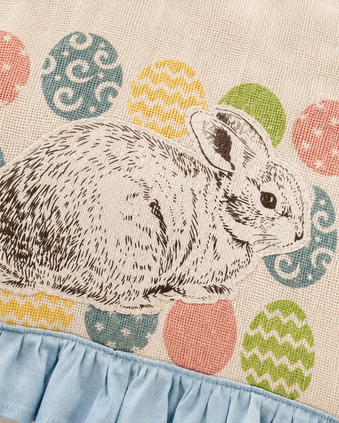 XD15151 Bunny Eggs Printed Appliqué Jute Table Runner 13x36