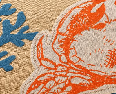 Xia Home Fashions Applique Crab Table Runner 13x72 Sand