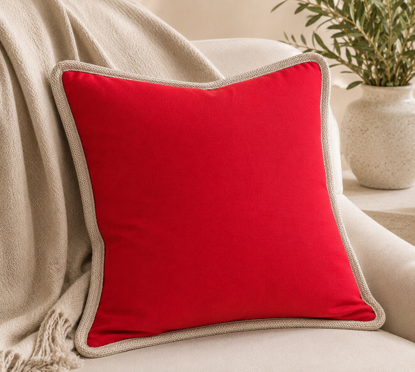 Classic Jute Trimmed Solid Pillows