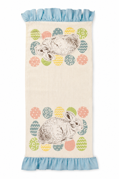 XD15151 Bunny Eggs Printed Appliqué Jute Table Runner 13x36