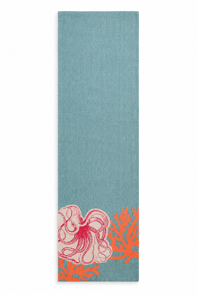 Xia Home Fashions Applique Octopus Table Runner 13x72 Sand