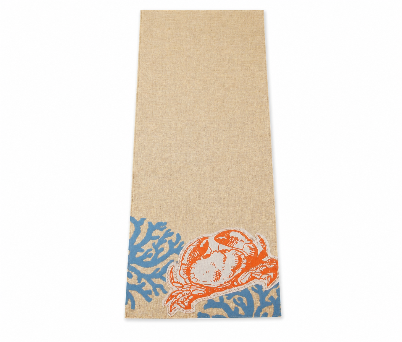 Xia Home Fashions Applique Crab Table Runner 13x72 Sand