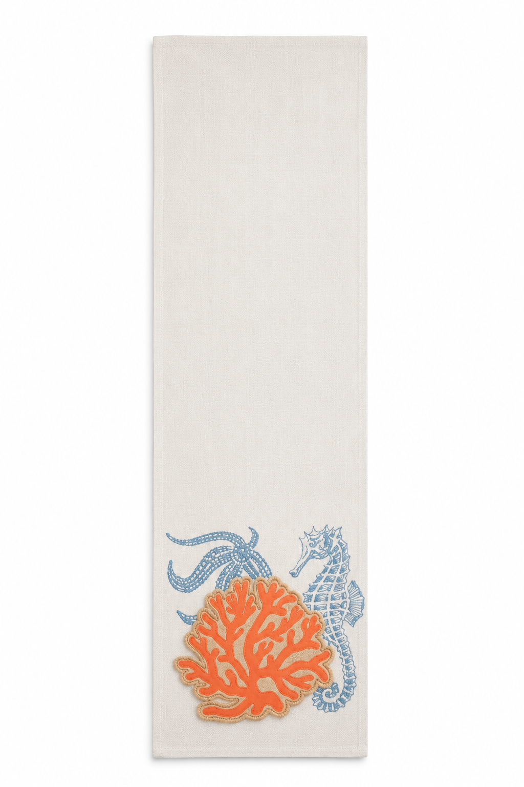 Xia Home Fashions Applique Sea Life Coral Table Runner 13x72 Sand