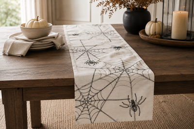 XD18801 Spider Web Table Runner 16x36 White