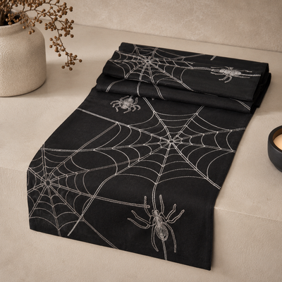 XD18801 Spider Web Table Runner 16x36 White