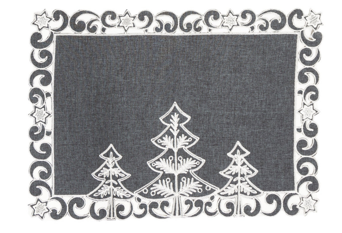 Cutwork Christmas Trees Placemats | Set of 4