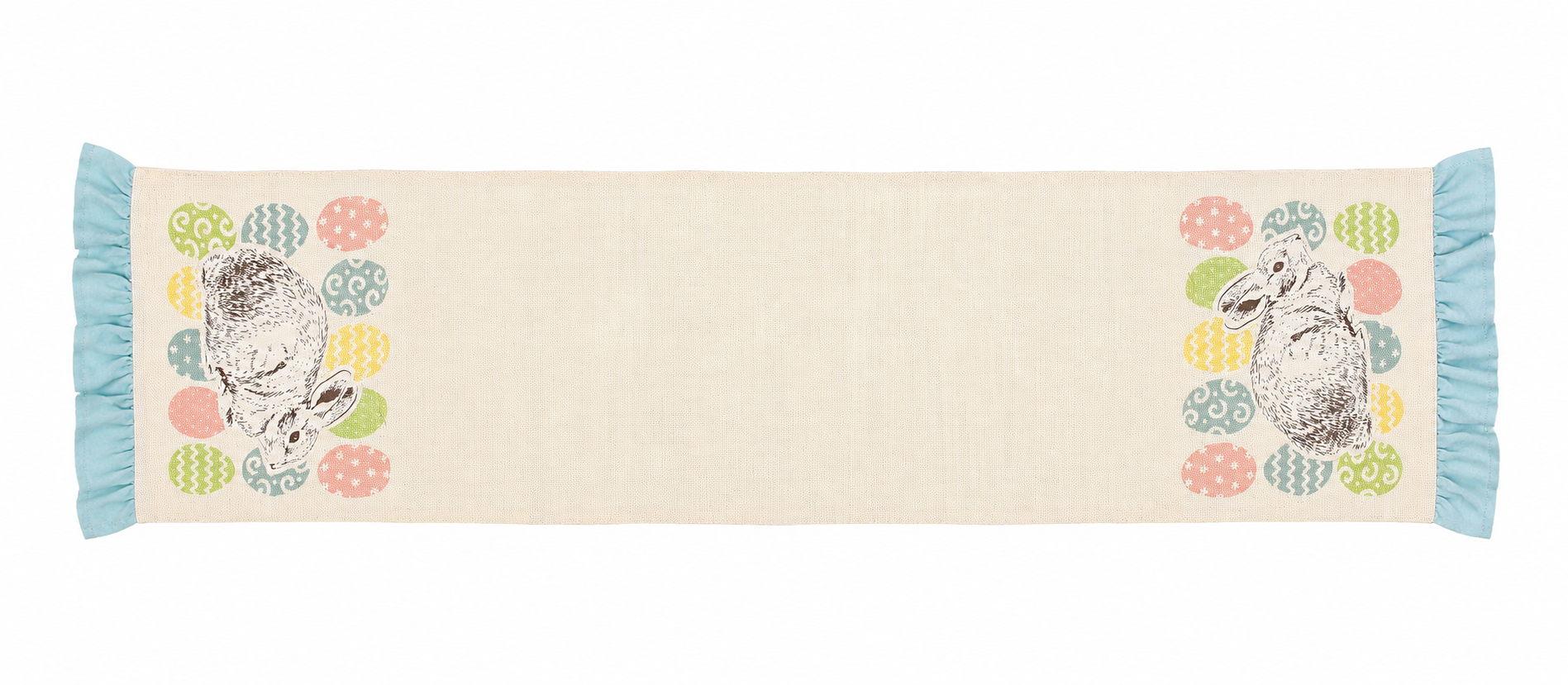 XD15151 Bunny Eggs Printed Appliqué Jute Table Runner 13x36