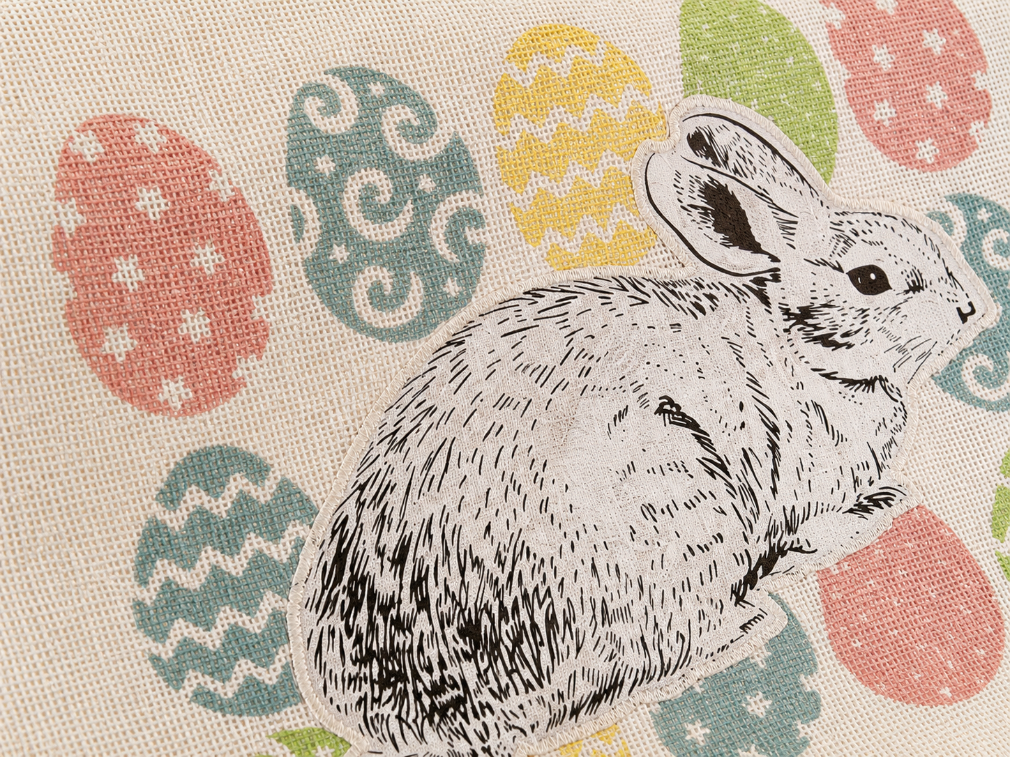 XD15151 Bunny Eggs Printed Appliqué Jute Table Runner 13x36