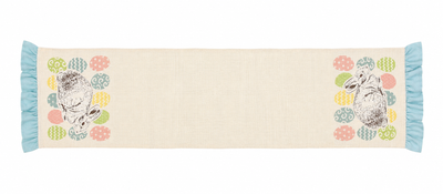 XD15151 Bunny Eggs Printed Appliqué Jute Table Runner 13x36