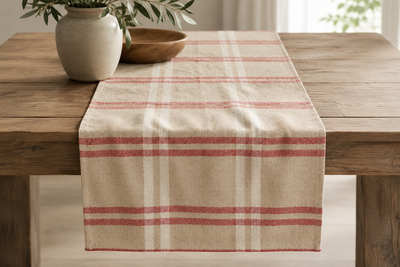 Xia Home Fashions Linen Check Table Runner Yarn Dyed 16x36 Natural