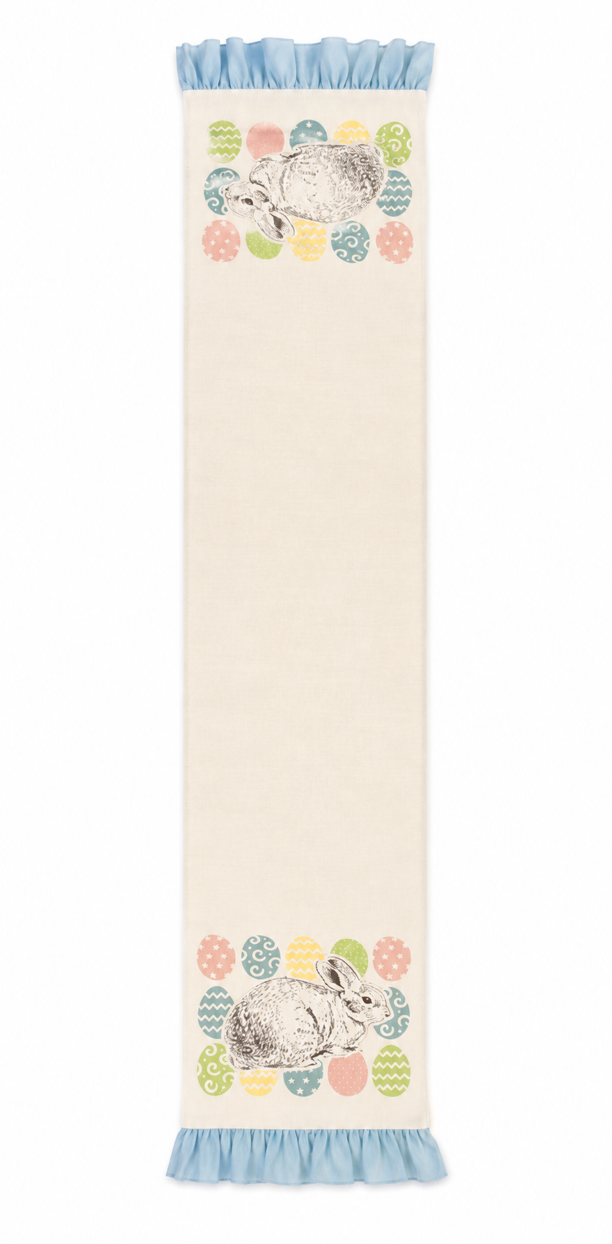 XD15151 Bunny Eggs Printed Appliqué Jute Table Runner 13x36