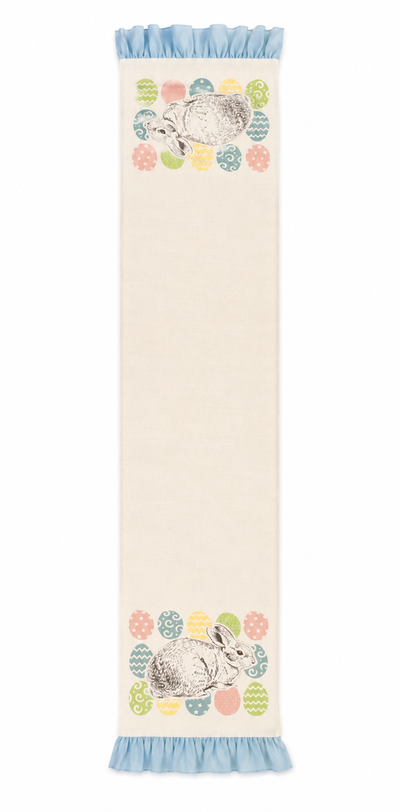 XD15151 Bunny Eggs Printed Appliqué Jute Table Runner 13x36