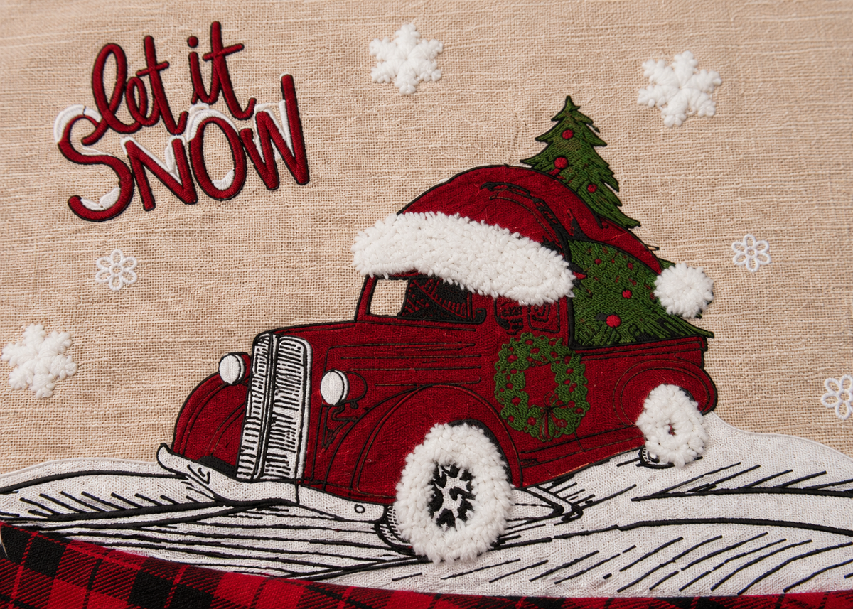 Let It Snow Christmas Car Inch Polyester Tufted Tree Skirt