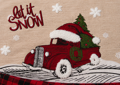 ML21005 Let It Snow Christmas Car Tree Skirt 48 Inch Polyester Embroidered Tufted